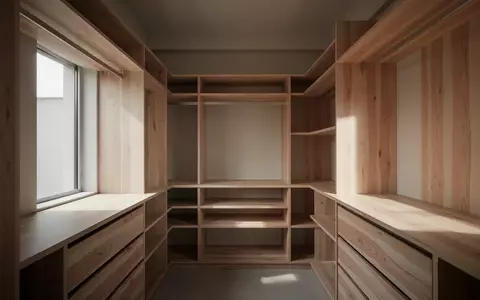 Leeres, minimalistisches Holzregal in einem Kleiderschrank mit natürlichem Lichteinfall. - Foto: über boerse-global.de