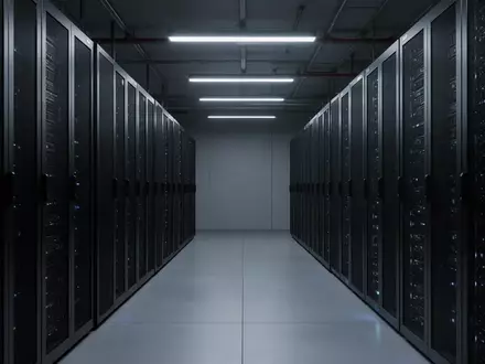 Moderne, minimalistische Server-Infrastruktur in einem klimatisierten Rechenzentrum mit sanfter Beleuchtung. - Foto: über boerse-global.de