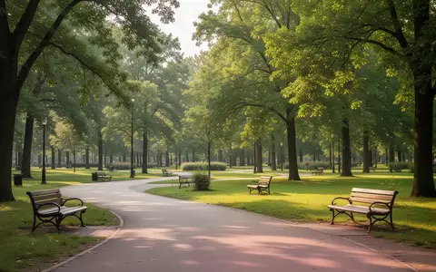 Ein sonnenbeschienener öffentlicher Park mit Wegen und Bänken im Freien als Symbol für soziale Vernetzung und Wohlbefinden. - Foto: über boerse-global.de