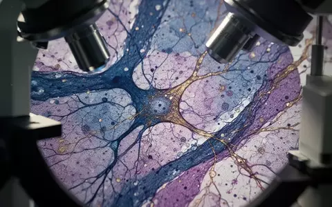 Nahaufnahme eines biologischen Gewebeschnitts unter einem Mikroskop mit komplexen neuronalen Strukturen. - Foto: über boerse-global.de