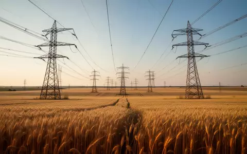 Hochspannungsmasten ragen über einem weiten Feld auf und symbolisieren die Stromnetzinfrastruktur. - Foto: über boerse-global.de