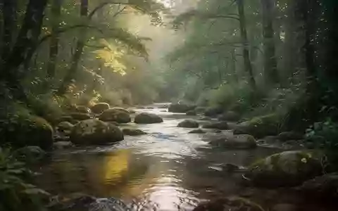 Ein ruhiger Wald mit einem fließenden Bach in natürlichem Licht. - Foto: über boerse-global.de