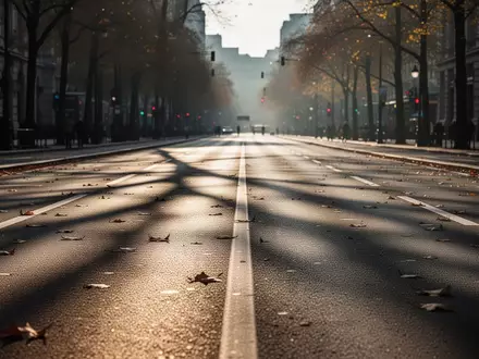 Eine leere, asphaltierte Laufstrecke in einer städtischen Umgebung bei frühem Morgenlicht. - Foto: über boerse-global.de