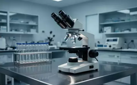 Ein steriles, modern ausgestattetes biomedizinisches Labor mit einem Lichtmikroskop auf einem Edelstahltisch. - Foto: über boerse-global.de