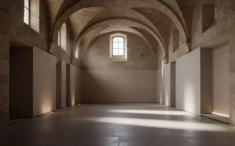 Ein heller, minimalistischer Innenraum mit hohen Bogengewölben und natürlichem Lichteinfall in einem historischen Gebäude. - Foto: über boerse-global.de