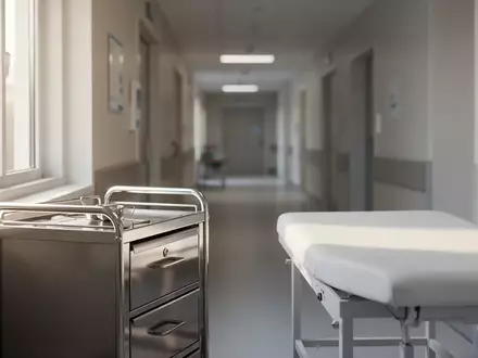 Ein heller, steriler Behandlungsraum in einer modernen kardiologischen Klinik mit einer Untersuchungsliege und medizinischem Mobiliar. - Foto: über boerse-global.de