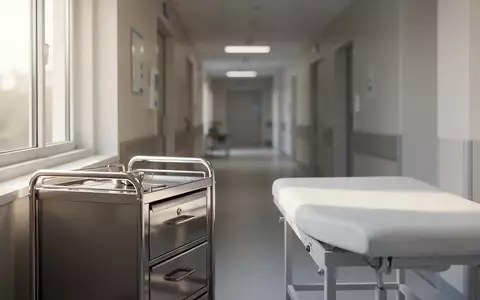 Ein heller, steriler Behandlungsraum in einer modernen kardiologischen Klinik mit einer Untersuchungsliege und medizinischem Mobiliar. - Foto: über boerse-global.de