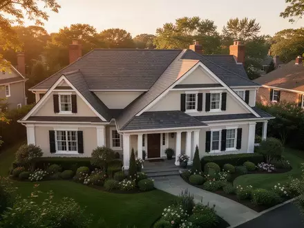Ein Einfamilienhaus in einer ruhigen Wohngegend bei Sonnenuntergang. - Foto: über boerse-global.de