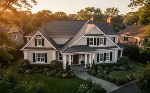 Ein Einfamilienhaus in einer ruhigen Wohngegend bei Sonnenuntergang. - Foto: über boerse-global.de