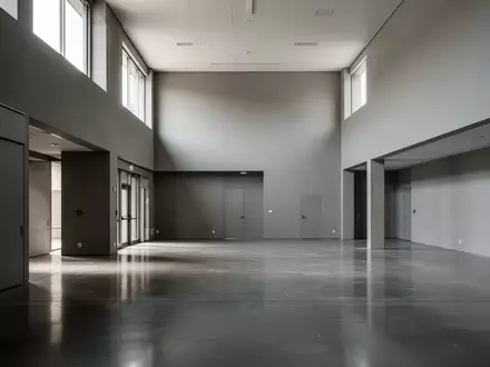 Leeres, minimalistisches Gebäudeinneres einer öffentlichen Verwaltung mit klaren architektonischen Linien und natürlichem Licht - Foto: über boerse-global.de