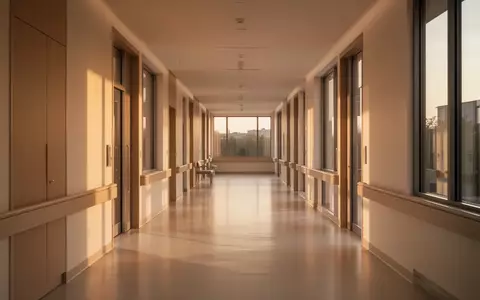Ein minimalistisch gestalteter, leerer Flur in einer modernen Pflegeeinrichtung, durchflutet von natĂĽrlichem Licht. - Foto: ĂĽber boerse-global.de