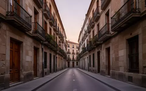 Eine ruhige, menschenleere Wohnstraße in einem historischen Madrider Viertel während der Dämmerung. - Foto: über boerse-global.de
