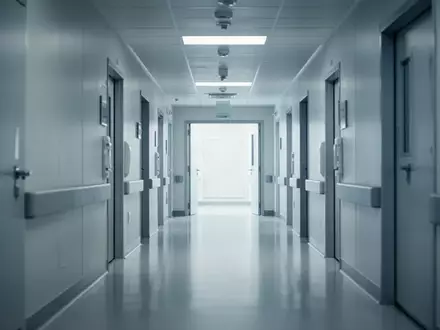 Ein heller, steriler Klinikflur in einem modernen medizinischen Forschungszentrum ohne Personen. - Foto: über boerse-global.de
