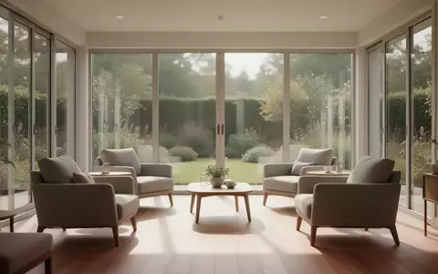 Ein lichtdurchfluteter, modern eingerichteter Gemeinschaftsraum in einer Senioreneinrichtung mit Blick in einen Garten. - Foto: ĂĽber boerse-global.de