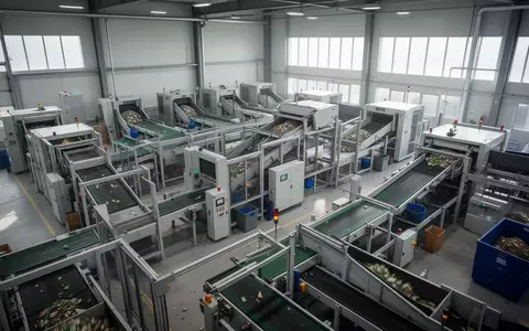Moderne industrielle Recyclinganlage mit automatisierten Sortiermaschinen und Förderbändern in einer hellen Halle. - Foto: über boerse-global.de