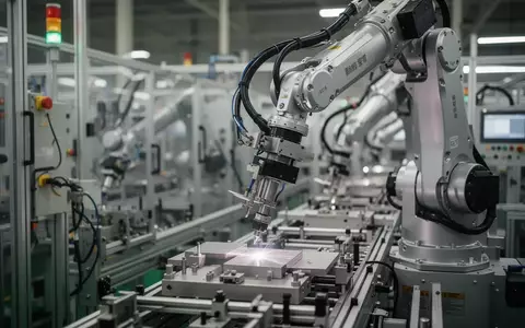 Ein präziser Roboterarm in einer modernen Fabrikhalle bei der automatisierten Fertigung. - Foto: über boerse-global.de