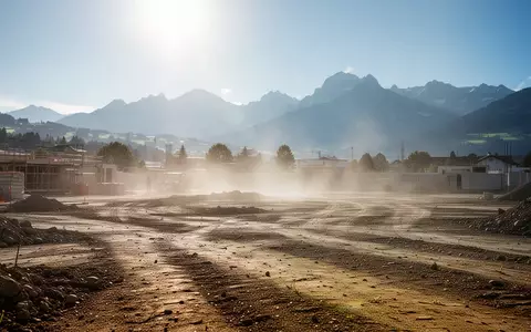 Eine sommerliche Baustelle im Kanton Luzern bei starker Sonneneinstrahlung und flirrender Hitze. - Foto: über boerse-global.de