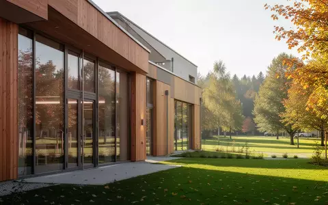Ein modernes Pflege- und Betreuungszentrum in Niederösterreich mit Holzfassade und umgebender Grünfläche bei Tageslicht. - Foto: über boerse-global.de