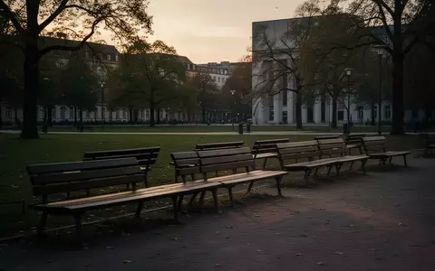 Leere Parkbänke in einem ruhigen Stadtpark während der Dämmerung, die die Stimmung der gesellschaftlichen Distanz und Reflexion einfangen. - Foto: über boerse-global.de
