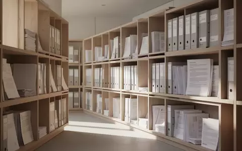 Ein minimalistisch gestaltetes, lichtdurchflutetes Archiv mit ordentlich sortierten Unterlagen in einem modernen Bürogebäude. - Foto: über boerse-global.de