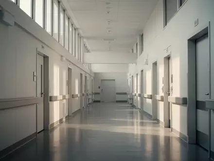 Ein heller, minimalistisch gestalteter Krankenhausflur mit natürlichem Lichteinfall und moderner Architektur. - Foto: über boerse-global.de