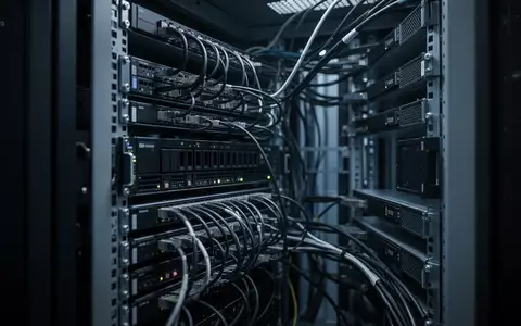 Ein technischer Serverraum mit geordneten Kabeln und Hardware-Modulen in einer minimalistischen, industriellen Umgebung. - Foto: über boerse-global.de