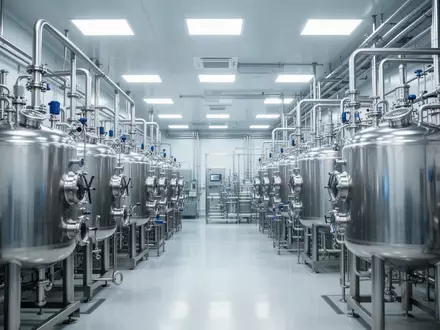 Moderne Edelstahltanks und Rohrleitungssysteme in einer sterilen pharmazeutischen Produktionsanlage. - Foto: über boerse-global.de