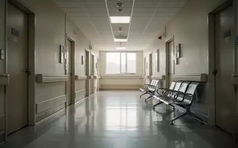 Ein leerer, hell beleuchteter Krankenhausflur mit glänzendem Boden und geschlossenen Türen. - Foto: über boerse-global.de