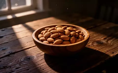 Eine Schale mit Mandeln auf einem dunklen Holztisch in gedimmtem Licht. - Foto: über boerse-global.de