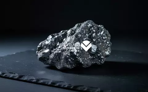Nahaufnahme eines metallischen Vanadium-ErzstĂŒcks auf einem dunklen Untergrund mit atmosphĂ€rischer Beleuchtung. - Foto: ĂŒber boerse-global.de