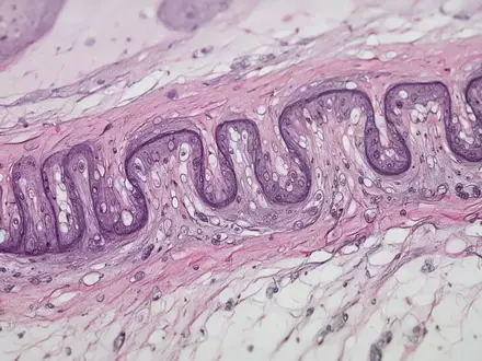 Mikroskopische Aufnahme von biologischem Gewebe mit komplexen zellulären Strukturen und organischen Texturen. - Foto: über boerse-global.de