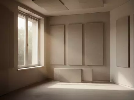 Minimalistischer Raum mit akustischen Wandpaneelen und natürlichem Licht, der eine ruhige und hochwertige Klangumgebung symbolisiert. - Foto: über boerse-global.de