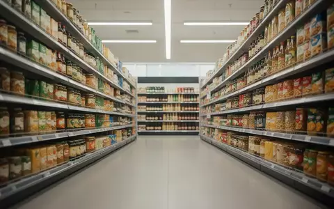 Ein sauberer, menschenleerer Gang in einem Supermarkt mit ordentlich eingeräumten Regalen und natürlichem Licht. - Foto: über boerse-global.de