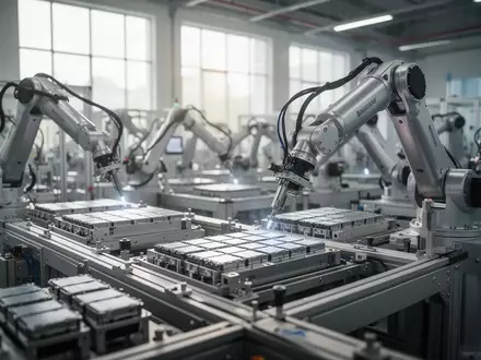 Moderne Produktionsanlage für Lithium-Ionen-Batterien mit automatisierten Fertigungsstraßen. - Foto: über boerse-global.de