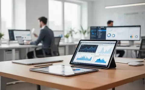 Ein moderner, heller Arbeitsplatz mit digitalen Tablets und Datenanalysesoftware in einem professionellen Büro. - Foto: über boerse-global.de