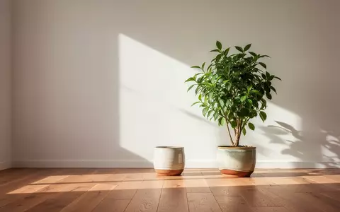 Ein heller, minimalistischer Raum mit einer grünen Pflanze und natürlichem Tageslicht, der eine ruhige Atmosphäre ausstrahlt. - Foto: über boerse-global.de