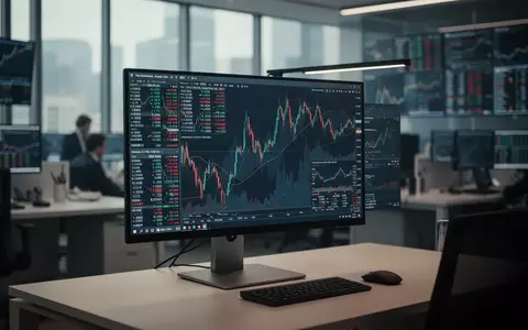 Ein moderner Computer-Arbeitsplatz mit abstrakten Finanzdaten auf einem Bildschirm in einem professionellen Büro. - Foto: über boerse-global.de