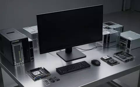 Ein aufgeräumter Arbeitsplatz mit einer leistungsstarken Workstation und Computerkomponenten auf einer Metalloberfläche. - Foto: über boerse-global.de