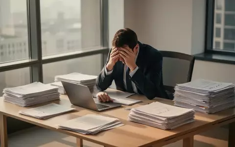 Ein Finanzexperte arbeitet in einem modernen Büro inmitten von Dokumentenstapeln an einer finanziellen Analyse. - Foto: über boerse-global.de