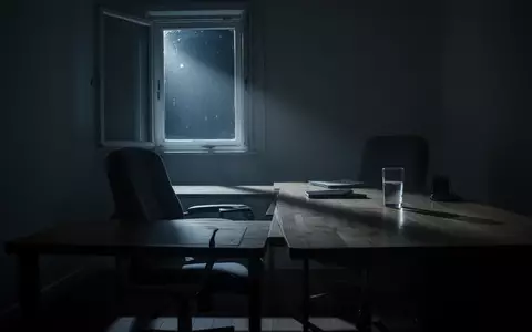 Ein einsamer, minimalistisch eingerichteter Raum bei Nacht, beleuchtet durch das kühle Licht eines Fensters, das Ruhe und Isolation symbolisiert. - Foto: über boerse-global.de