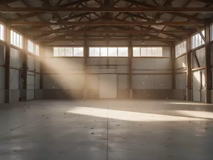 Eine leere, helle Lagerhalle mit Betonboden und einfallendem Tageslicht zur Vorbereitung auf die Winterpause. - Foto: über boerse-global.de