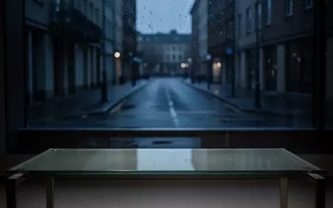 Ein minimalistischer, leerer Schreibtisch in einem dunklen, modern eingerichteten Raum bei DĂ€mmerung. - Foto: ĂŒber boerse-global.de