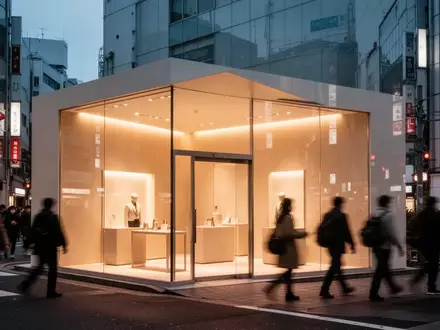 Ein moderner Pop-up-Store in einem belebten Tokioter Stadtviertel bei Dämmerung mit einladender Beleuchtung. - Foto: über boerse-global.de