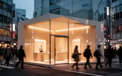 Ein moderner Pop-up-Store in einem belebten Tokioter Stadtviertel bei Dämmerung mit einladender Beleuchtung. - Foto: über boerse-global.de