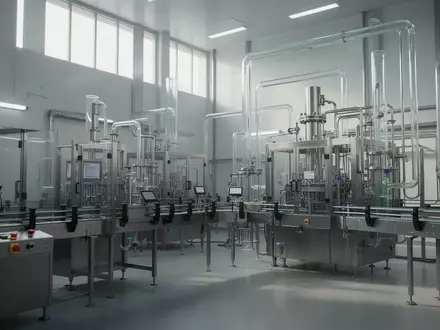 Moderne, sterile Produktionsumgebung einer pharmazeutischen Fertigungsanlage ohne Personen oder Beschriftungen. - Foto: über boerse-global.de