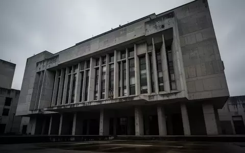 Die Fassade eines massiven, brutalistischen Regierungsgebäudes unter einem grauen Himmel. - Foto: über boerse-global.de