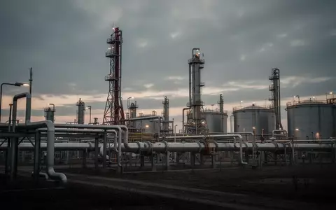 Industrielle Erdgasanlage mit Pipelines und Speichertanks bei bewölktem Himmel. - Foto: über boerse-global.de