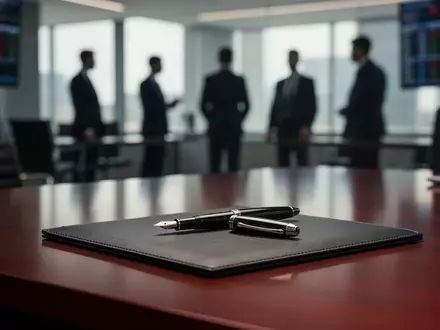 Ein leerer, eleganter Schreibtisch in einem modernen Bürogebäude, der Zurückhaltung und Inaktivität symbolisiert. - Foto: über boerse-global.de