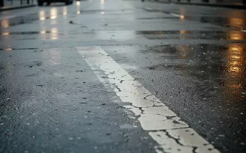 Nahaufnahme einer grauen Asphaltstraße mit einer verblassten weißen Fahrbahnmarkierung bei diffusem Tageslicht. - Foto: über boerse-global.de