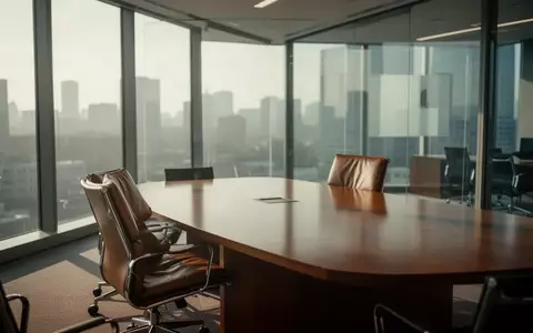 Ein leerer, moderner Konferenzraum in einem Bürogebäude mit gedämpftem Tageslicht. - Foto: über boerse-global.de